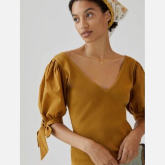 Maeve Tops - Maeve Anthropologie Puff Sleeve Ribbed Top